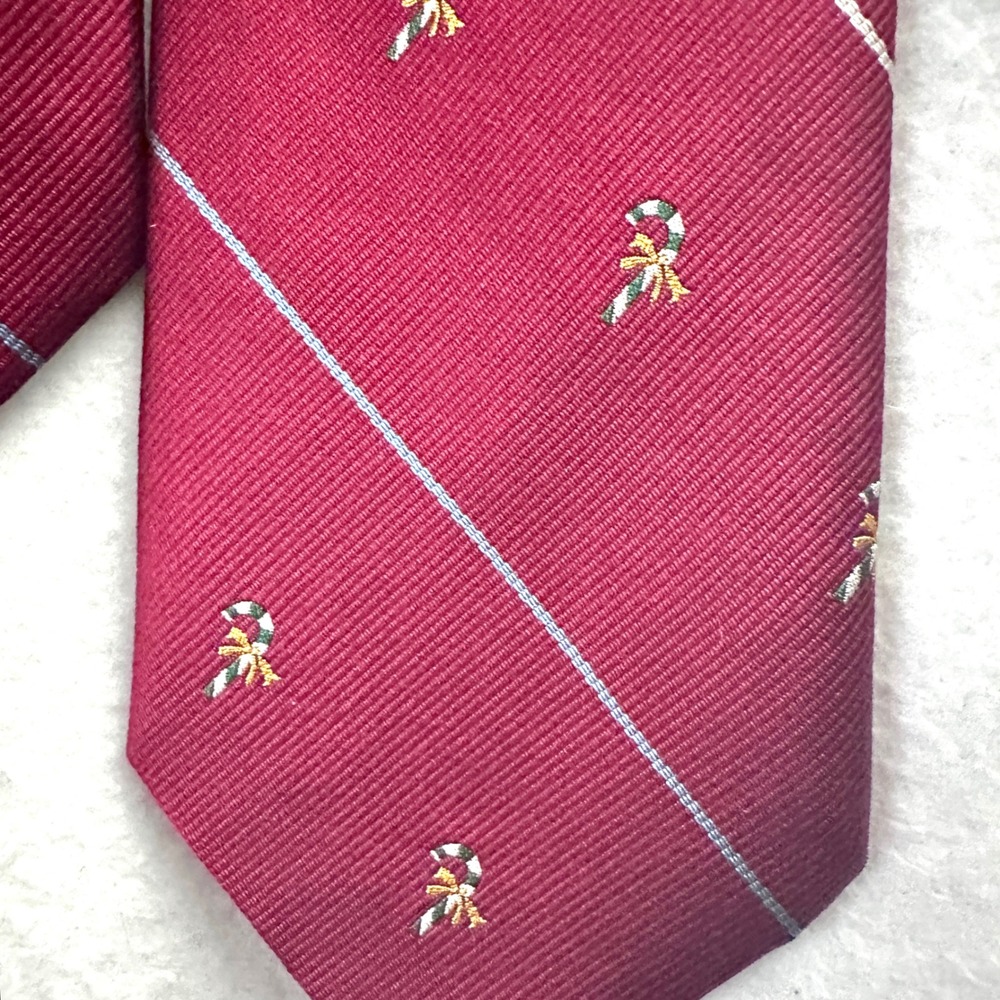 Abercrombie & Fitch Berg Silk Tie 3" Candy Cane Holiday Christmas Italy Novelty